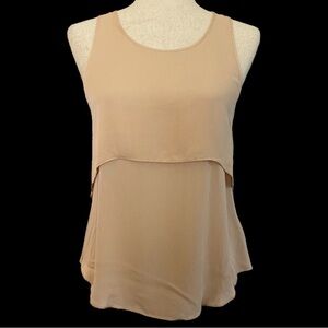 Theory Tiered Sleeveless 100% Silk Tiered Camisole - Pinkish-Beige